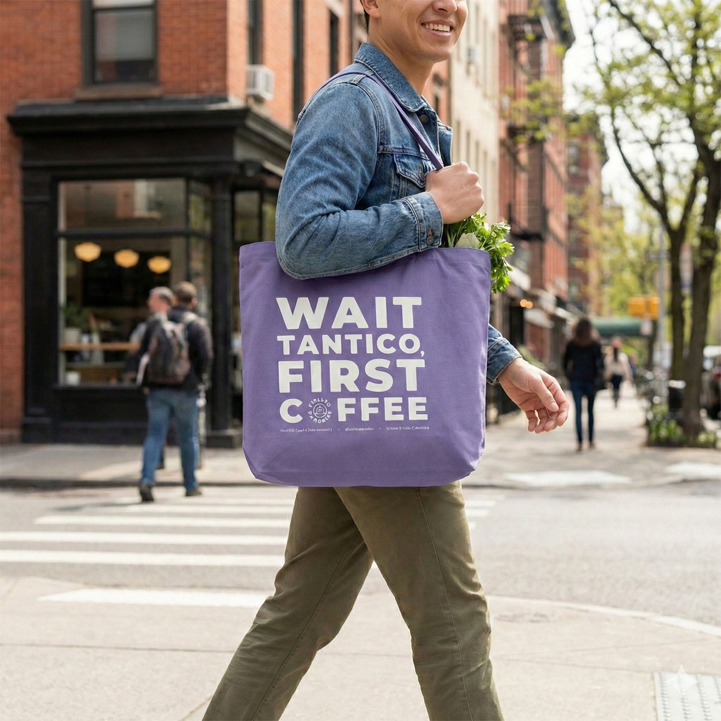 "Wait Tantico, First Coffee™" Tote Bag